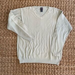 T. Harris London Italy Knit V-Neck Sweater Large Cotton Modal Textured Luxury